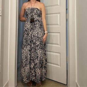 Vici Strapless Black and White Floral Dress